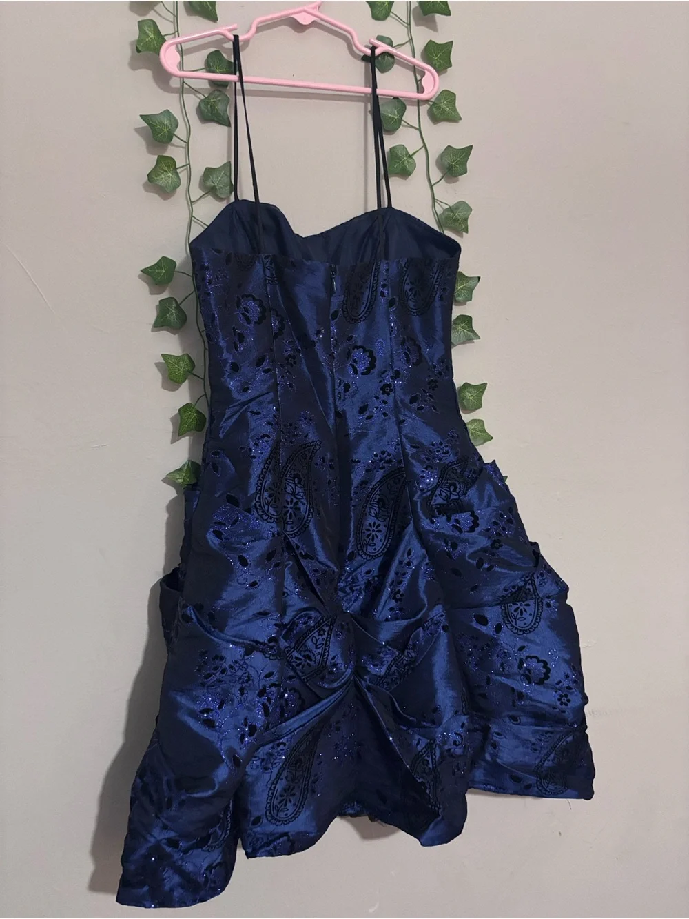 Morgan & Co. Royal Blue Embroidered Satin Spaghetti-Strap Party Dress for Girls
